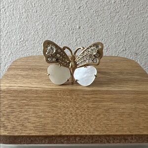 Vintage Juicy Couture Gold Butterfly Ring Gemstones